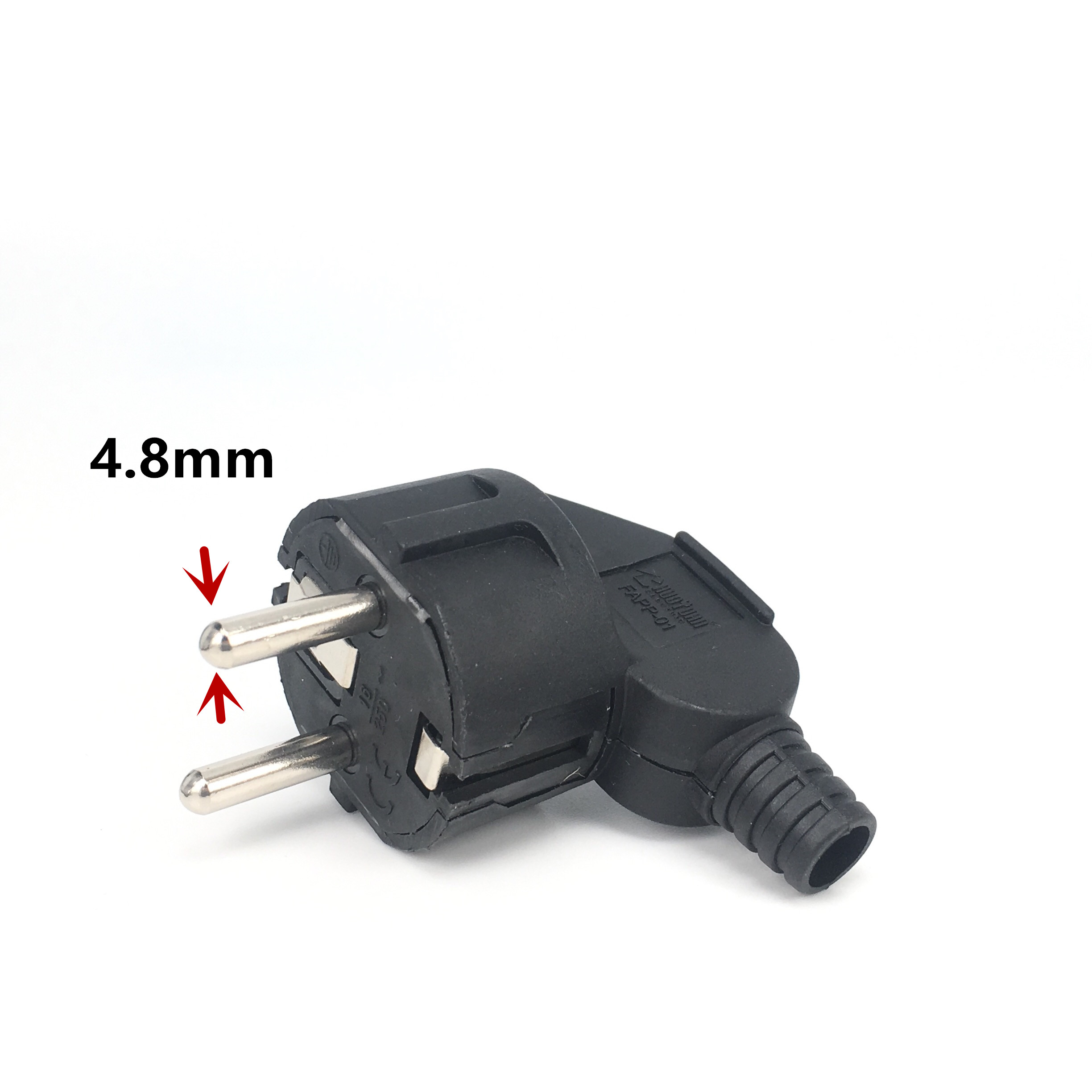Adaptador de enchufe europeo 4,8, 16A, 250V, salidas de repuesto macho, enchufe eléctrico Schuko recargable, conector Euro para Cable de extensión de alimentación: Blanco