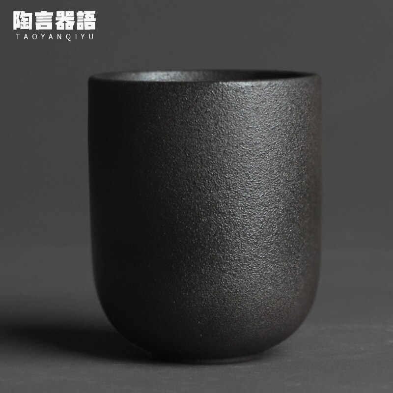 Japansk stil vintage groft keramik te kop ovn bagt sort guld og sølv håndlavet kung fu te tekop 130ml: C