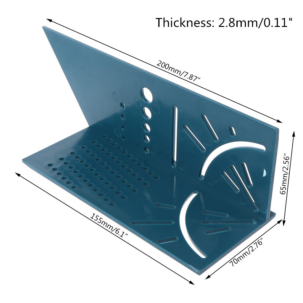 Woodworking 3D 90 Degrees Square Gauge Angle Protractor Over T-Type Ruler Angle