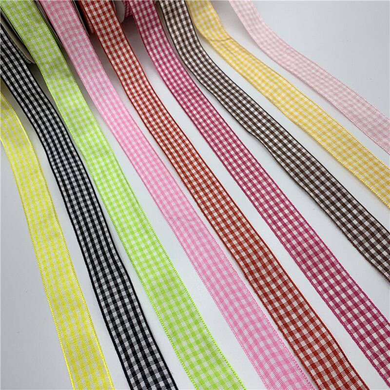 5yards/lot 15mm Plaid Ribbon Grid Printed Ribbon For Home Wedding Christmas Decoration DIY Wrapping