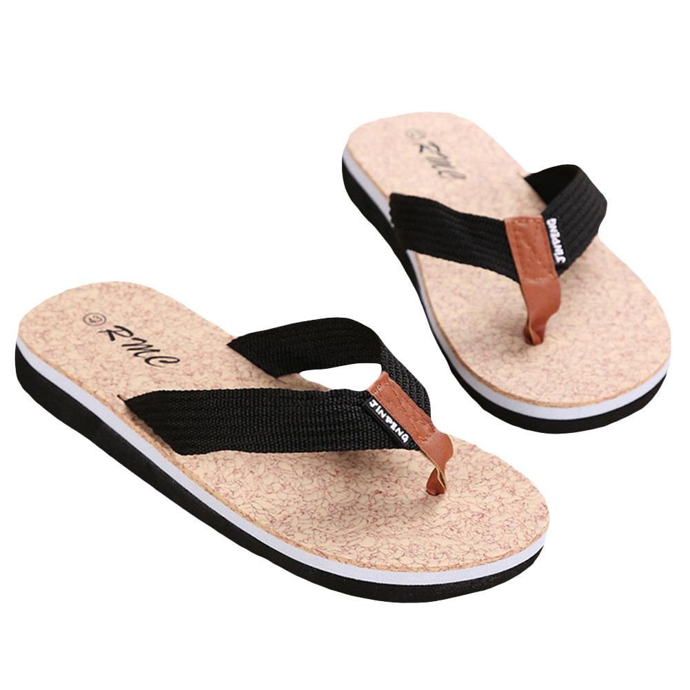 Chanclas planas antideslizantes para hombre, sandalias de playa de verano, calzado de: Negro / 41