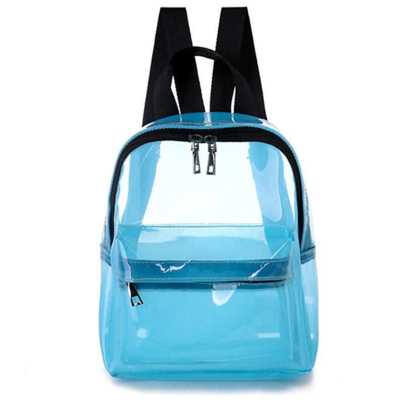Zomer Mode Vrouwen Rugzak Transparant Student Tassen Clear Veelzijdige Rugzakken Vrouwen Waterdichte Pvc Reistassen: Sky Blue