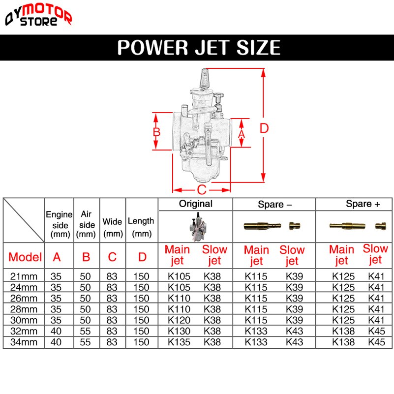Pwk 21 24 26 28 30 32 34mm kaasutin oko keihi koso skootterille jog dio  kr150 rtl 250 cr80 cr85r cr125 nsr 50 nsr 80 dt100 125 175