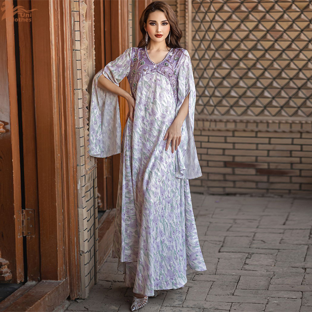 Ramadan Eid Djellaba Diamonds Abaya Dubai Kaftan Women Muslim Evening Party Dress Turkey Caftan Femme Robe Vestidos Gown