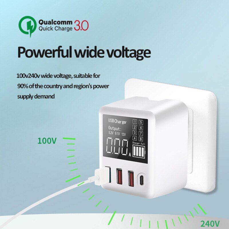 40W QC3.0 Multi Usb Charger PD3.0 Snelle Telefoon Oplader Travel Muur Adapter Voor Samsung Xiaomi Mobiele Telefoon Oplader Voor iphone 11 X