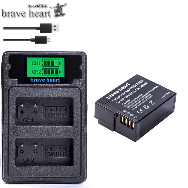 DMW-BLC12 DMW-BLC12E DMW BLC12 Li-ion Battery + USB Dual Charger for Panasonic FZ1000 FZ200 FZ300 G5 G6 G7 GH2 BLC12 battery: charger and 1battery