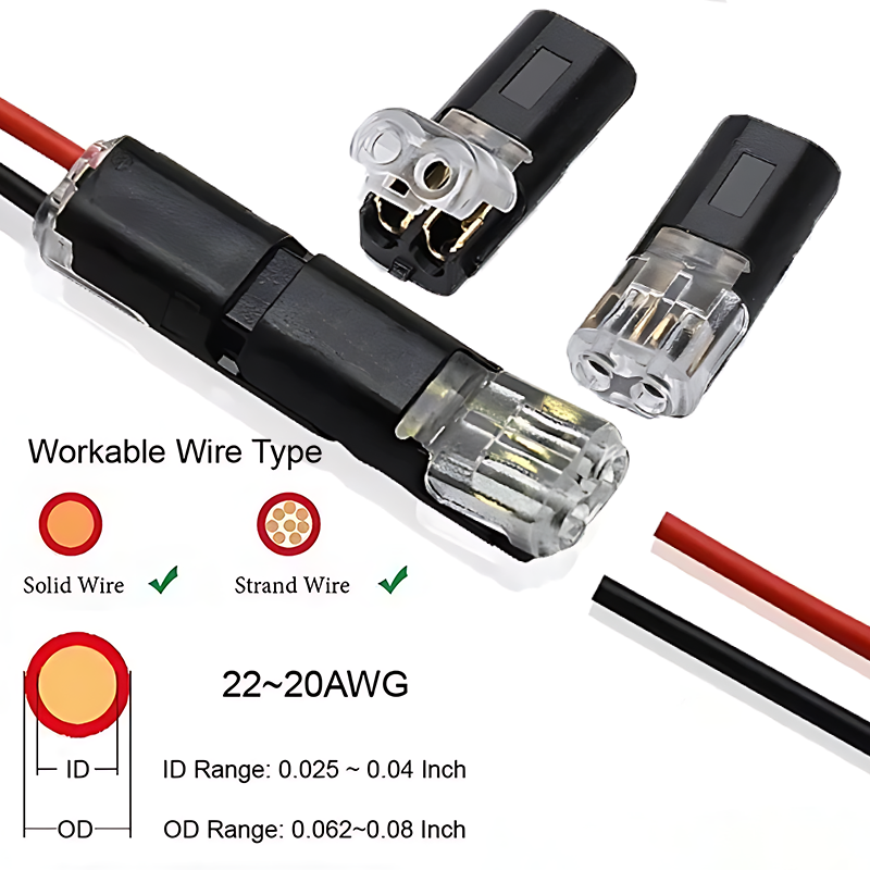 1-50pcs Double-Wire Plug-in Connector 2 Pin 2 Way Pluggable LED Wire Connector Universal Car Wire Cable Electrical Connector
