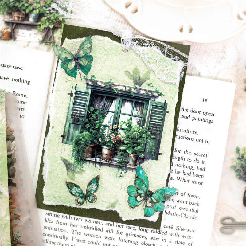 Mr. Paper, libro de pegatinas para puertas y ventanas de flores, álbum de recortes decorativo, diario, funda de teléfono, material de collage de cuaderno, 20 hojas/libro