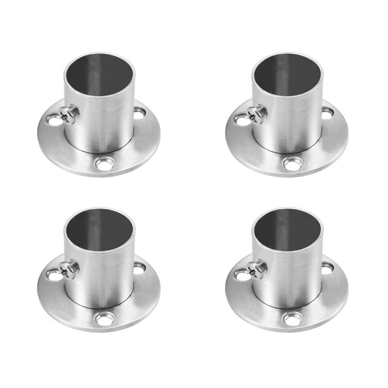 Wardrobe Pipe Bracket, Wall Mount Hanging Rail Rod Support Socket 4pcs