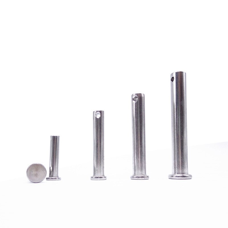 M6 tête plate d&#39;arbre en acier inoxydable, 1 pièce, avec trou, broches cylindriques 60mm-100mm de longueur