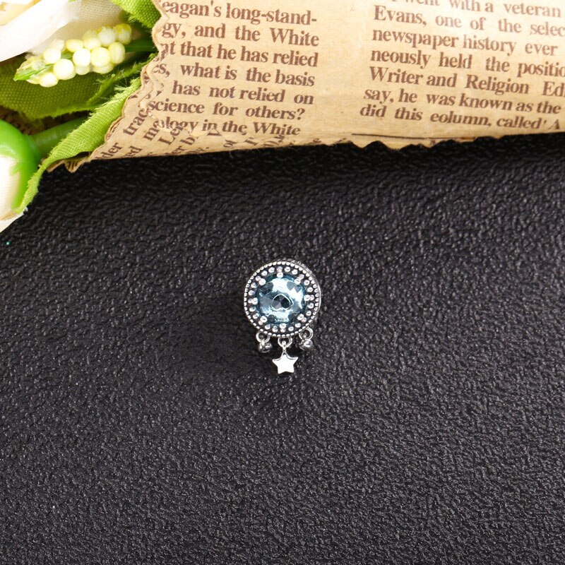 Moonmory 925 srebro w kształcie serca głęboki niebieski dla DIY bransoletka dziurawy wisiorek w kształcie gwiazdy oryginalna piękna biżuteria prezent na boże narodzenie