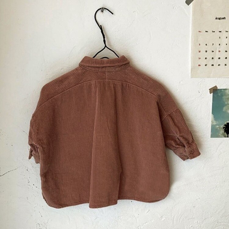 Herfst Kinderkleding Mode Baby Jongens En Meisjes Lange Mouw Single-Breasted Kinderen Corduroy Overhemd