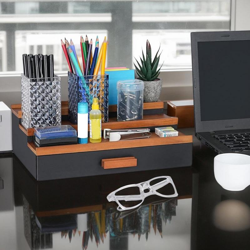 Houten 3-laags Keulen Organizer Parfumopslag Displaystandaard met lade Veelzijdige sieraden Make-up Cosmetica Organizer