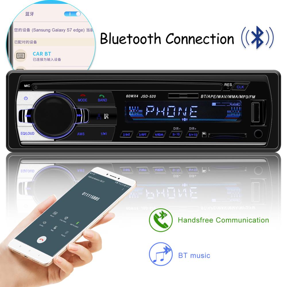 Autoradio Auto Radio 12V Bluetooth V2.0 JSD520 Auto Stereo In-dash 1 Din FM Aux Ingang Ontvanger SD USB MP3 MMC WMA Autoradio Speler