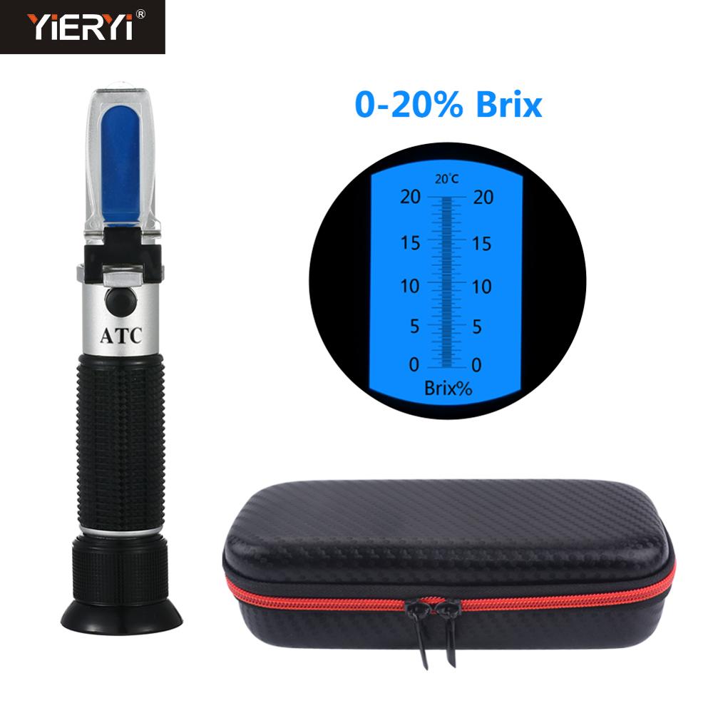 Tenuto in mano Brix Rifrattometro 0-20% Misuratore di Zucchero Rifrattometro Digitale Zucchero Strumento di test per il Miele, Cibo, succo di frutta con Sacchetto dell'UNITÀ di elaborazione