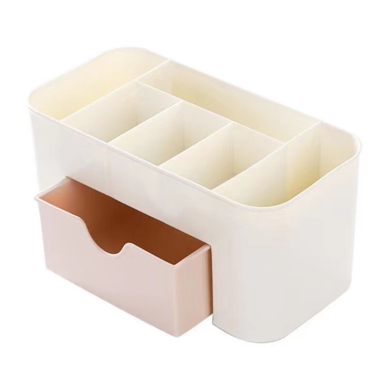 Plastik makeup badeværelse opbevaringsboks kosmetisk arrangør desktop make-up smykker opbevaring etui diverse bord container arrangør: 1 stk lyserød