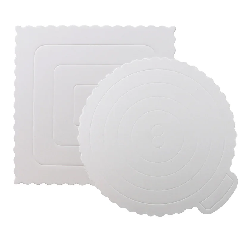 Bandeja cuadrada de 8 pulgadas y 5 piezas para exhibición de tartas, Base redonda blanca para postres y pasteles, almohadilla de papel duro para hornear, herramientas de decoración de tartas de
