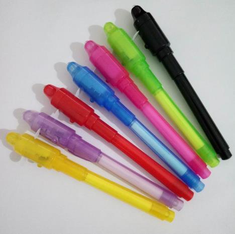 1 unid/lote, Pluma de tinta Invisible, combinación de luz negra UV, pluma de tinta Invisible 2 en 1, pluma creativa Invisible
