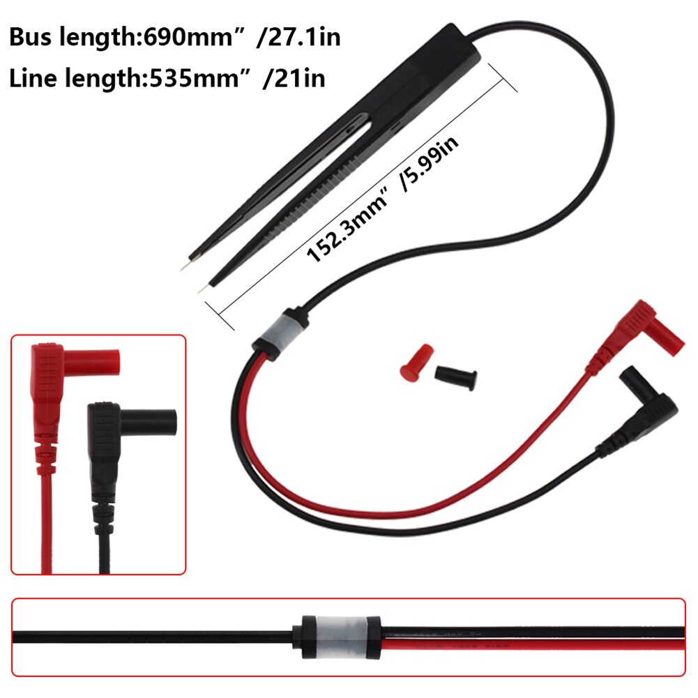 Digital For Resistor SMD Inductor SMT Chip Tweezer Test Clip Capacitor Multimeter Probe Gold Plating Car Inductance