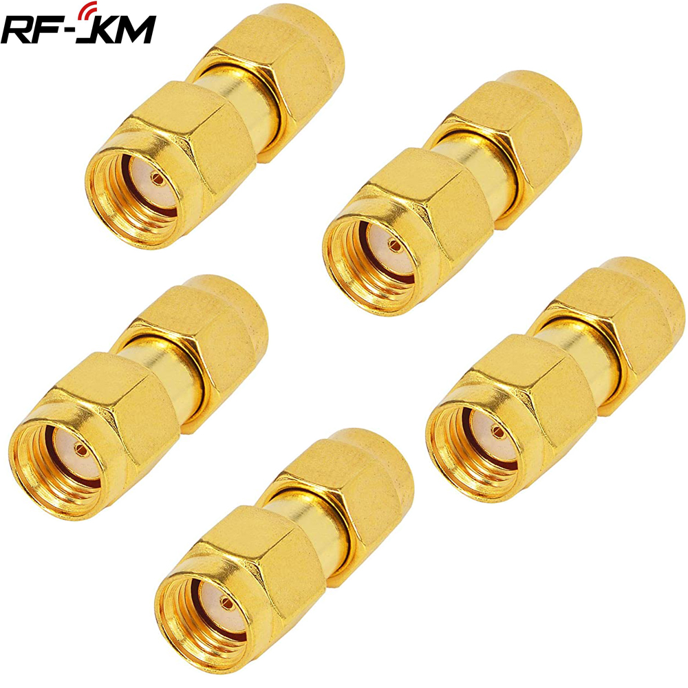 5 Pcs Gold Tone Rp Sma Male Naar Rp Sma Male Plug Rf Coaxiale Adapter Connector