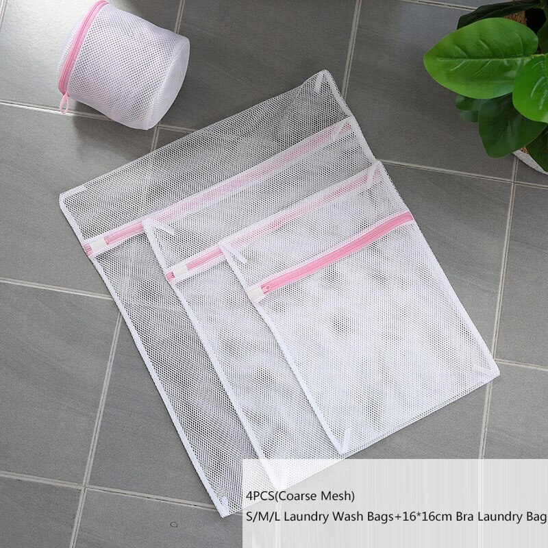 1/4/5 st / set mesh tvättpåse underkläder tvättpåsar resor specialkläder vårdväska tvättmaskin kläder skyddsnät: 4 stycken grovt nät