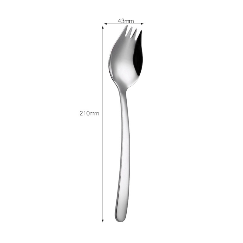 2-In-1 Double Fork Spoon Stainless Steel 304 Spoon Fork One-Piece Pasta Salad Spoon Fork Cutlery