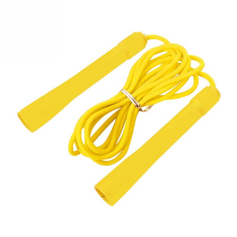 With Handle PVC Rubber Jump Rope Fitness Equipment Adjustable Length Exercise Body Building Tool: YELLOW