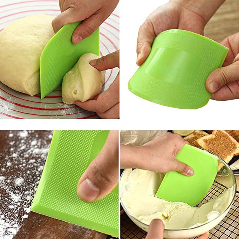 2 Pcs Dough Scraper Bowl Scraper Cutter Multipurpose for Bread Dough Cake Fondant H88F