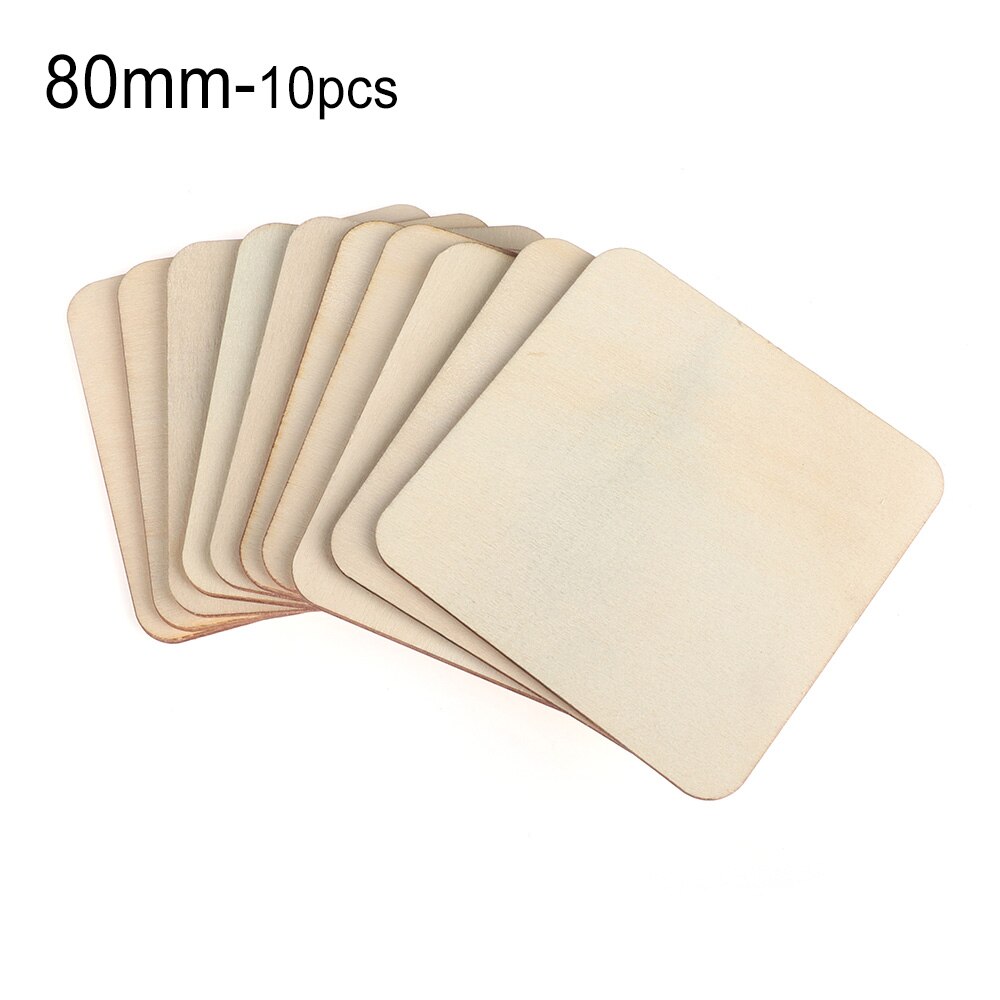 10/50/100 pièces pyrogravure projets jeux Scrapbooking modèle de construction carré non fini pièces en bois Plaque vierge pour bricolage Craft: 80mm-10pcs