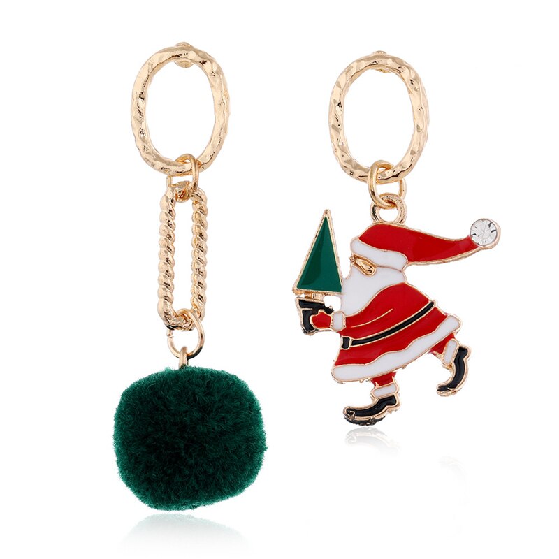 Asymétrique père noël longues boucles d'oreilles pour les femmes or jaune couleur boule ronde boucles d'oreilles bijoux de noël: 8