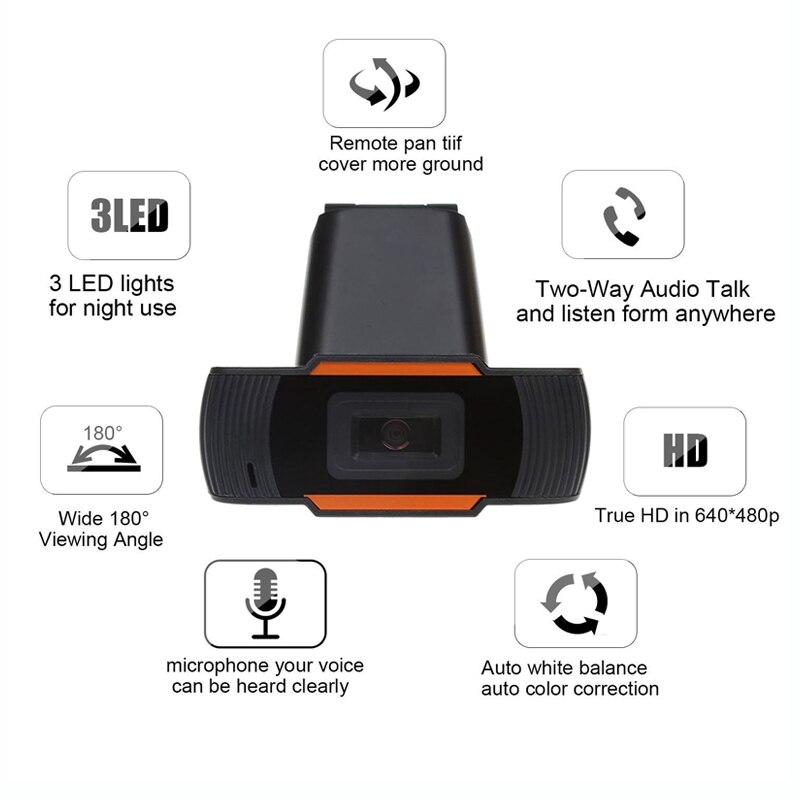 BKSCY USB Web Camera Web Cam 360 Degree Rotatable with MIC Clip-on Webcam for Skype Computer Notebook Laptop PC Usb Camera