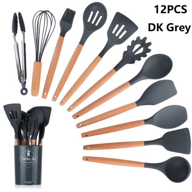 Kitchen Utensil Set Storage Box Tools Scraper Kitchenware Silicone Kitchenware Seven-color Silicone Kitchen Utensils Set: 4