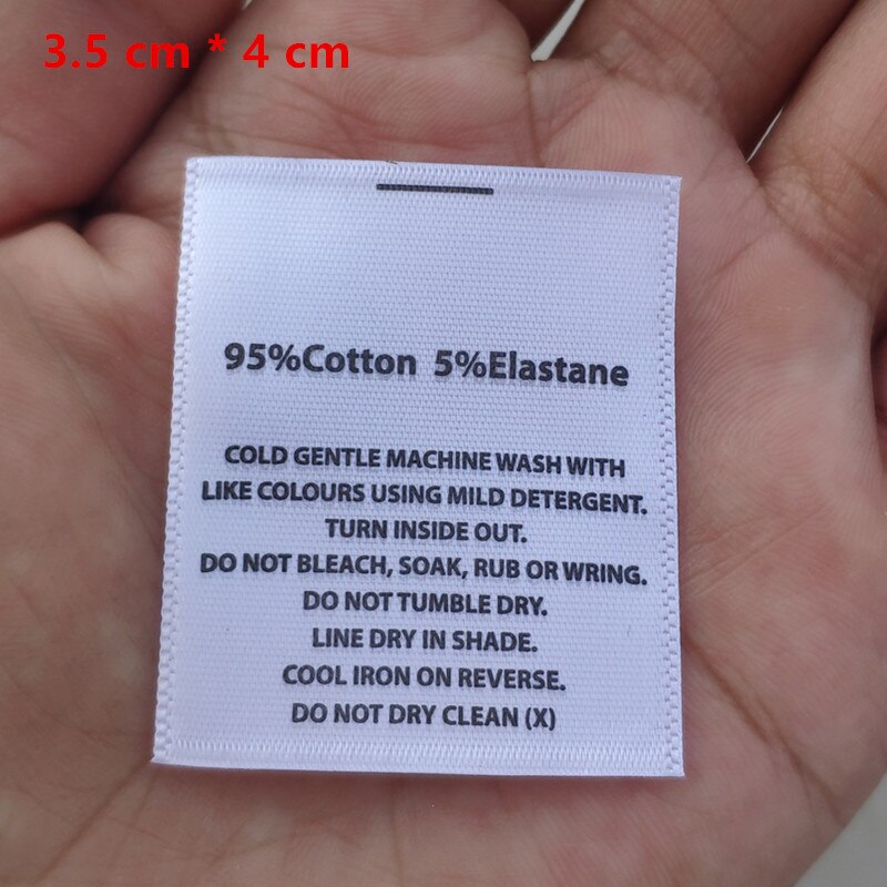 100PCS In stock Satin ribbon washing tag White care label Cotton/Polyester/Elastane writings: 09