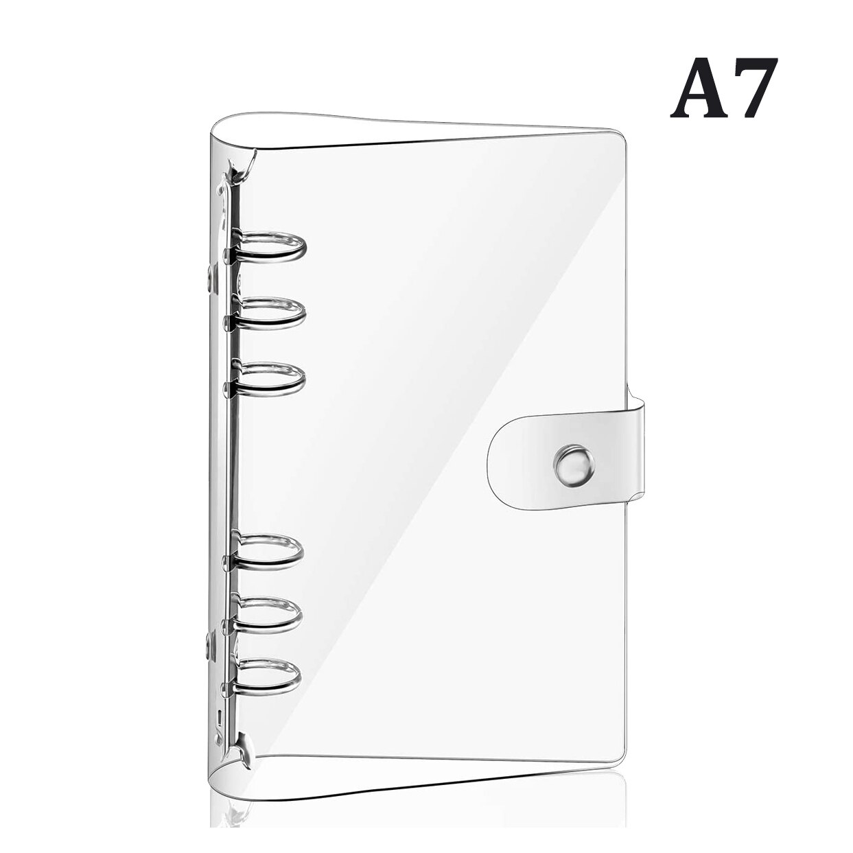 Transparent Soft PVC Binder Cover Snap Button Closure Filler Paper Case 6-Ring for 6-Hole Planner Pages Refill Insert A5 A6 A7: A7