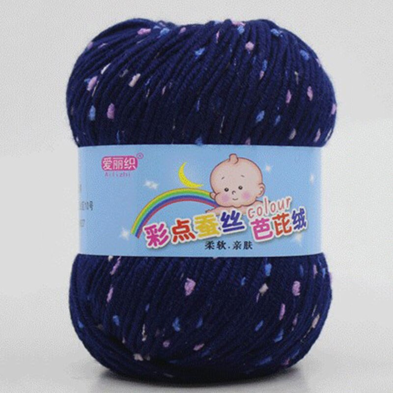 Baby Cotton Cashmere Yarn For Hand Knitting Crochet Worsted Wool Thread Colorful Eco-dyed Yarn Needlework: Dark Blue