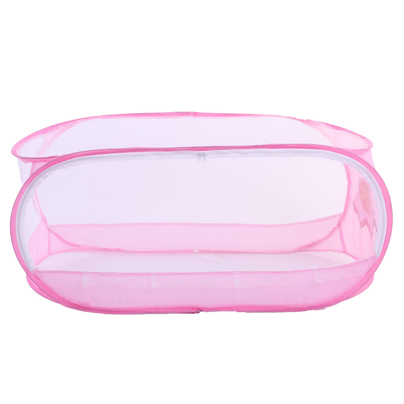Mosquitera para bebé, cuna plegable, cama l, rosa, mosquitera para bebé, red de una sola puerta para cuna: Pink
