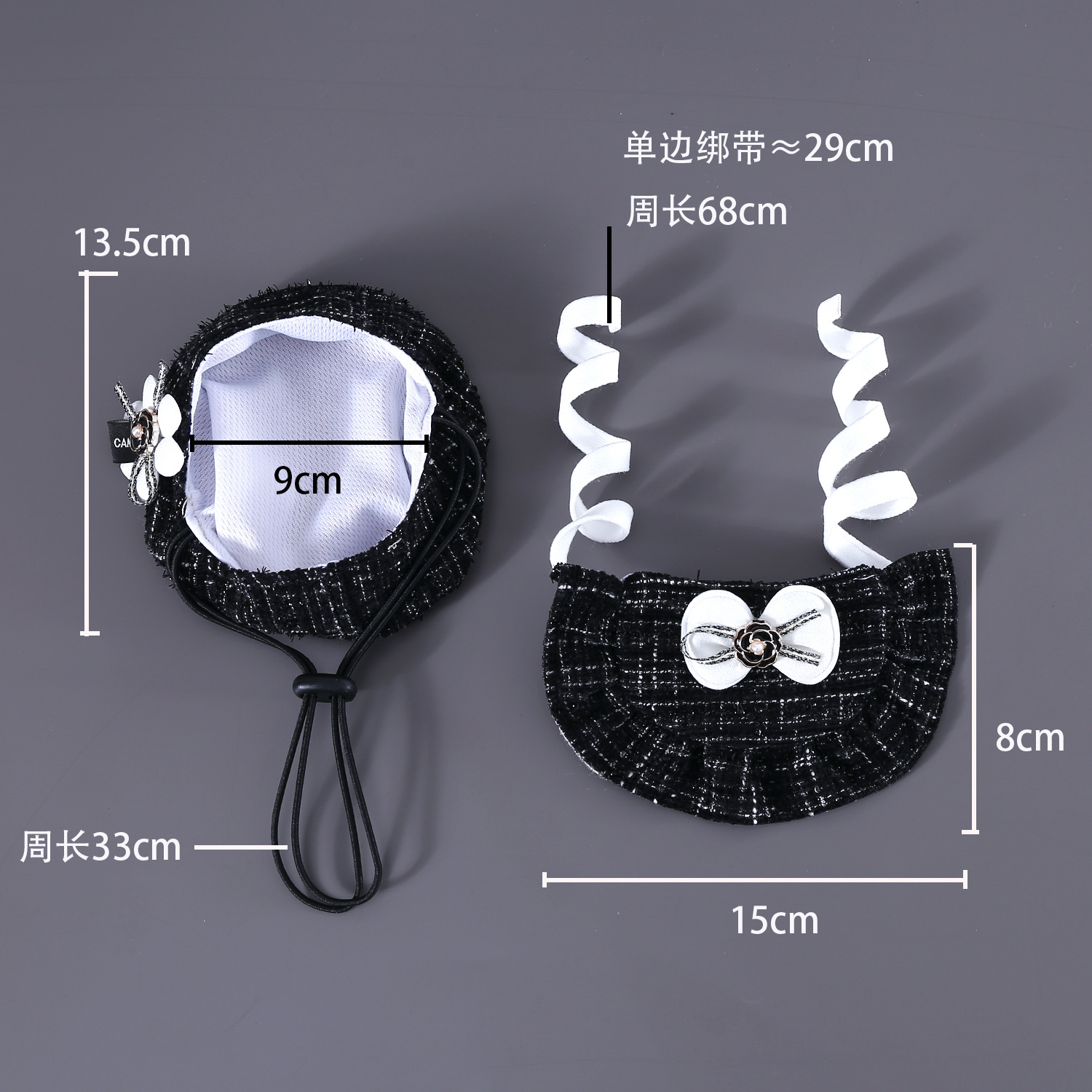 Chapeau en laine avec nœud papillon pour animaux de compagnie, bavoir en dentelle, ensemble d'accessoires pour chat et chien, bandana pour chien, accessoires pour animaux de compagnie