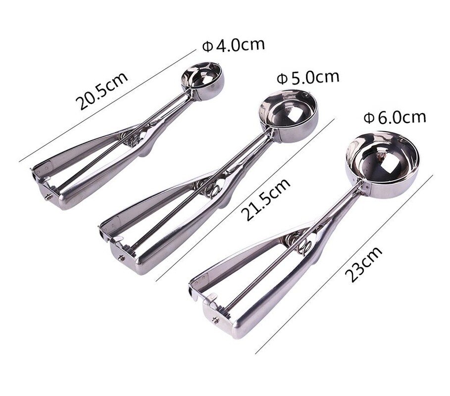 1pcs Ice Cream Scoops Metal Stainless Steel Make Kitchen Tools 4/5/6 CM 3 Size For Choose Potato Watermelon Spoon