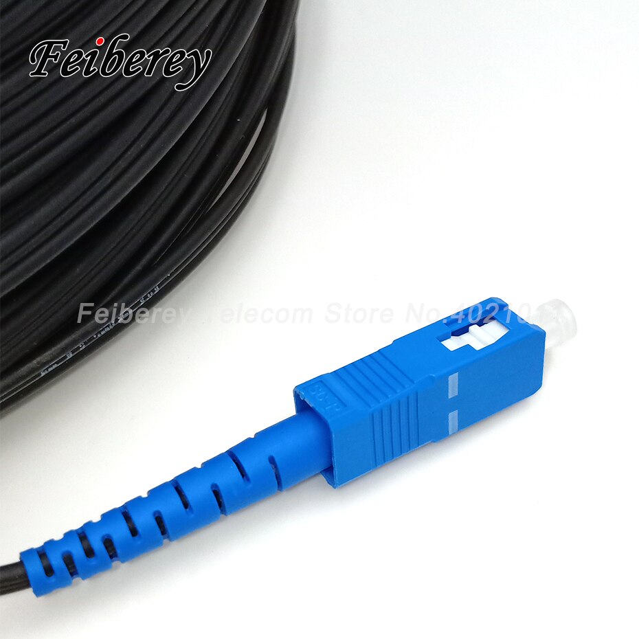 Cabo de aço simples da gota do sc/upc do fio da fibra 3 para ftth sc da fibra de 30m sc ao cabo exterior do remendo da gota do cabo da fibra ótica do sc