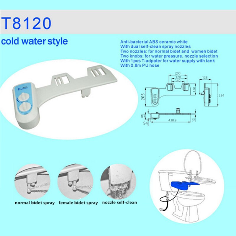 Zimna/podgrzewana woda deska klozetowa rączka bidetowa bidet przystawka świeża woda rozpylać nieelektryczna mechaniczna dysza prysznicowa zapisz papier