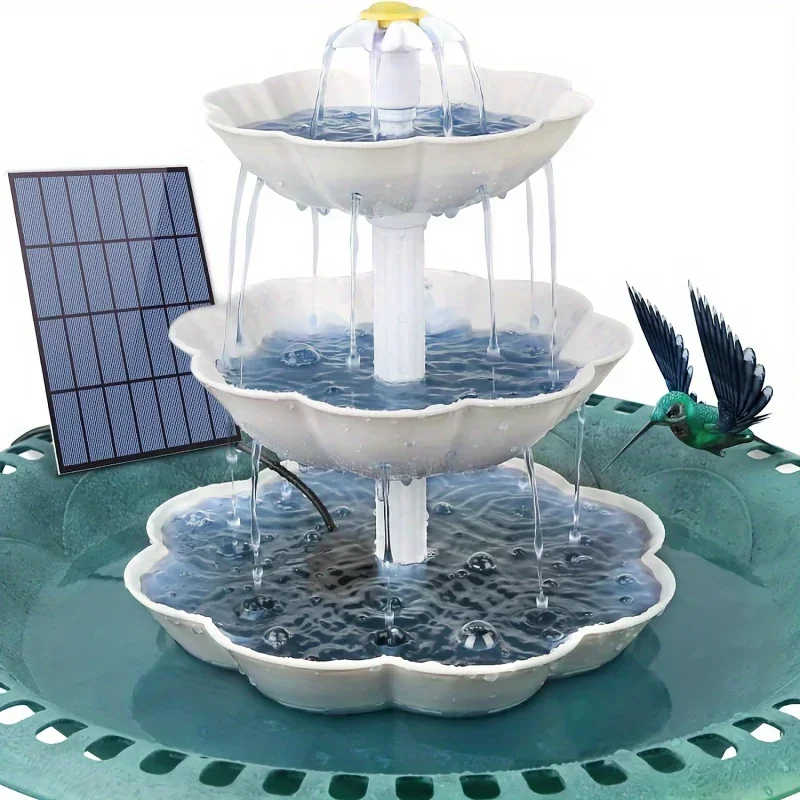 Solar Bird Bath Waterfontein Afneembare DIY Waterlandschapsarchitectuur Fontein Voor Vogelbaden Tuindecoratie, Outdoor Bird Feeder