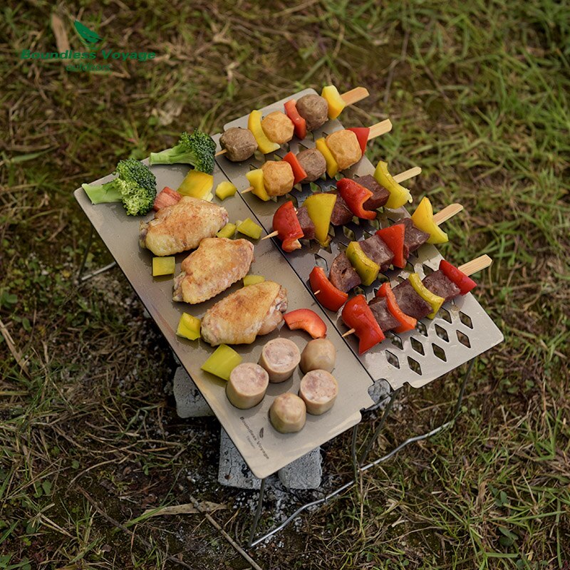 Grenzenlose Reise Camping Titan Klapp Grill mit Braten Platte draussen Steak BBQ Holzkohle Gegrillt Netto