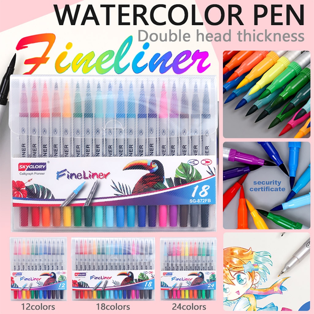 Child Color Pen Set Marker Watercolor Brush Oily C... – Vicedeal