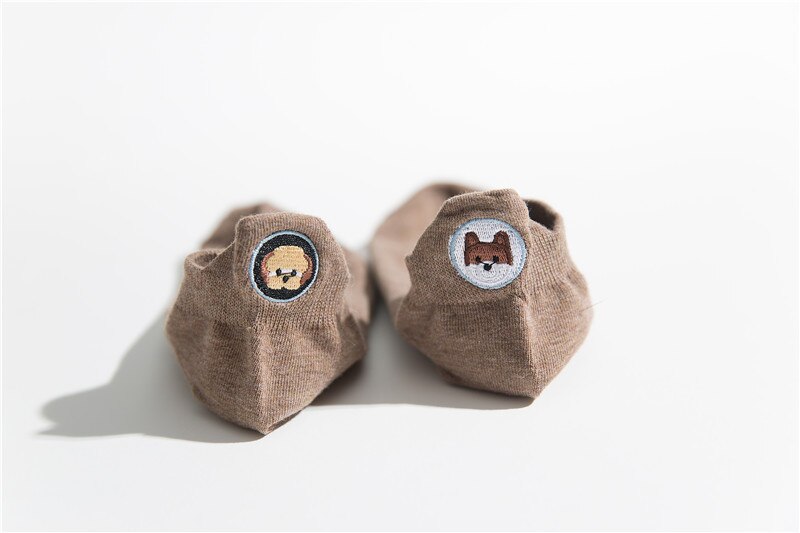 2020Socks children's left and right feet embroidery dog boat socks women's college wind spring socks cotton cartoon products: Sky Blue