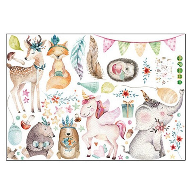 Cute Animal Unicorn Wall Sticker For Kids Rooms Home Decor Animal Sticker Wallpaper Girls Room Decoration Wall