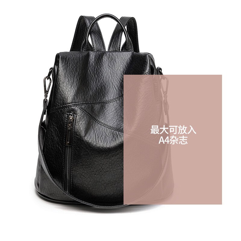 Damenrucksack, schlicht, geräumig, diebstahlsicher #39 ideal für freizeit und reisen.: Schwarz