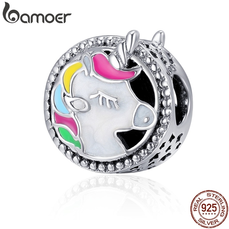 BAMOER Autentico 925 Sterling Silver Adorabile Colore Dello Smalto misura Branelli Braccialetto di Fascino Delle Donne Originale FAI DA TE gioielli SCC362