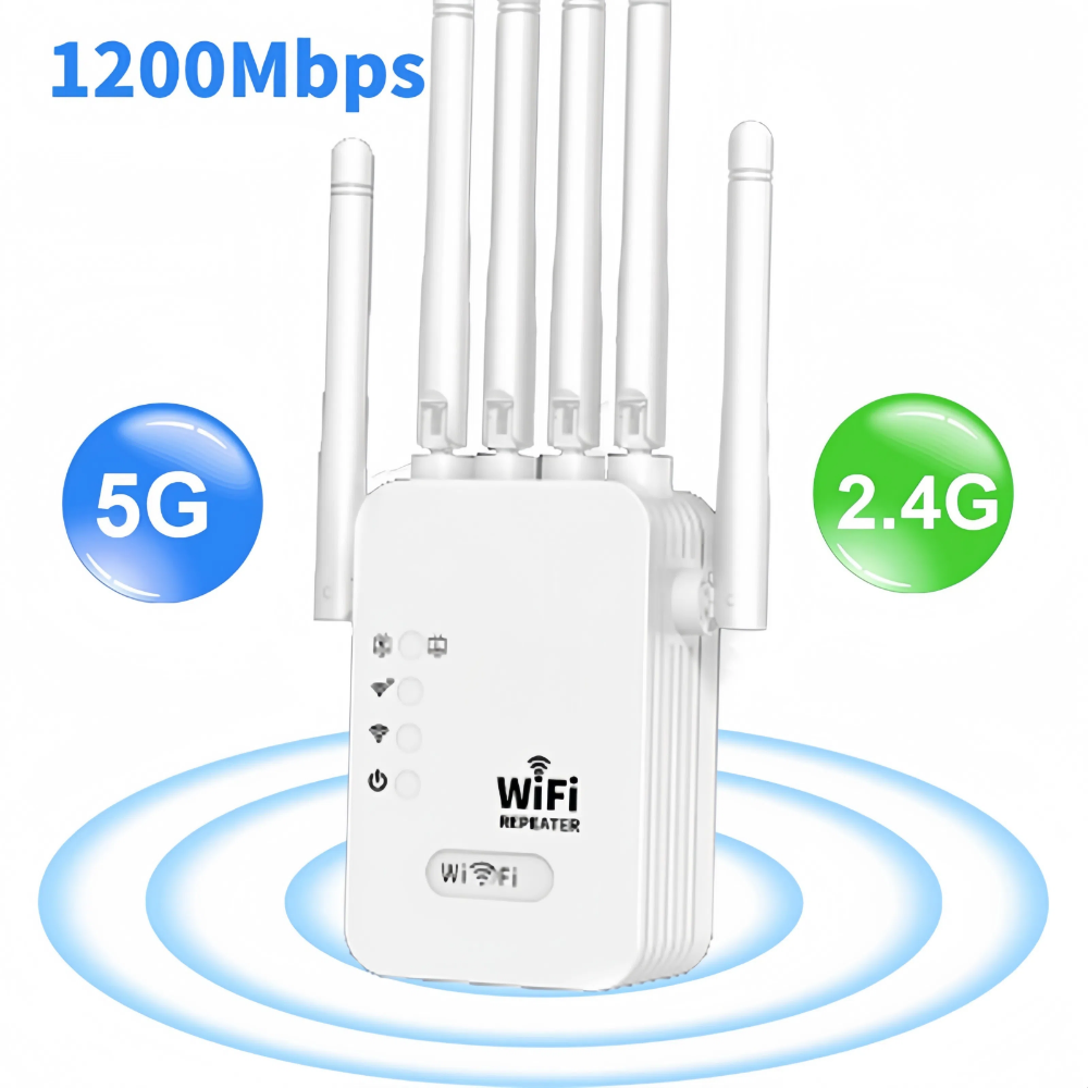 1200Mbps Wireless WiFi Repeater WIFI Range Extender WiFi Signal Booster 2.4G 5G Dual-band Network WiFi Amplifier WPS Router