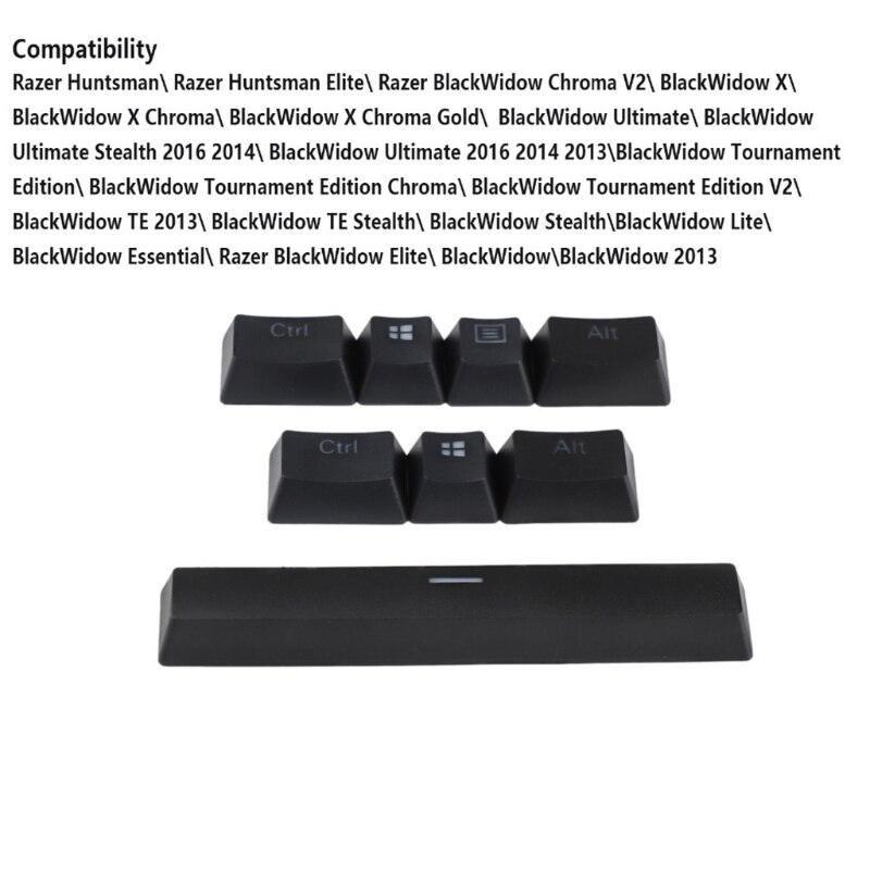 Razer cooler master 8 -tasten-pbt-douhle-shot-shine-through-tastenkappen, untere reihe, sondertasten, schwarz/weiß