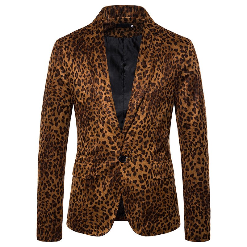 sexy Schlange aufbringen Männer Blazer Hässliche Druck Einer Geschmack Blazer Männer Nachtclub Festival Party Bühne Herren Anzug Jacke Blazer Masculino: Braun / europäisch XL